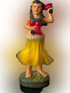 Rare Bobble Hula Girl Ceramic Figurine - Aston Hawaii Promotional Item 1990’s